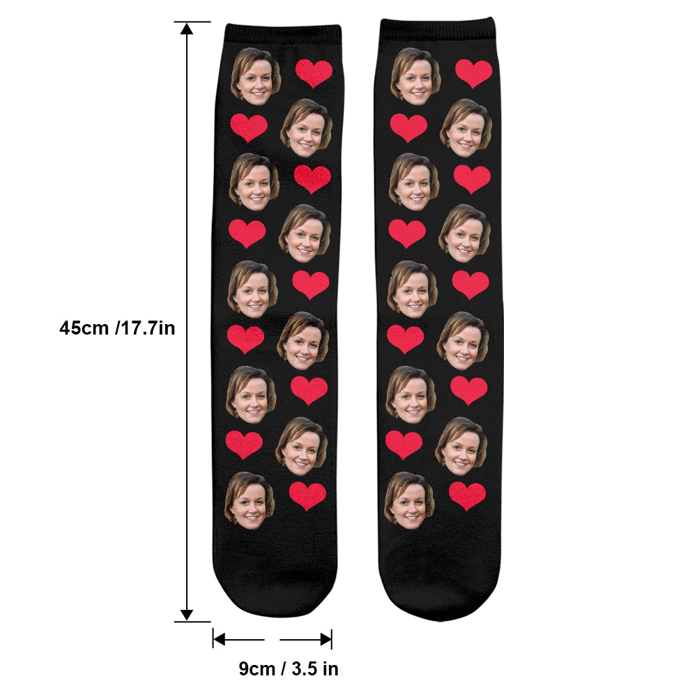 Individuelles Gesichtsherzmuster - Personalisierte Socken für die Tante