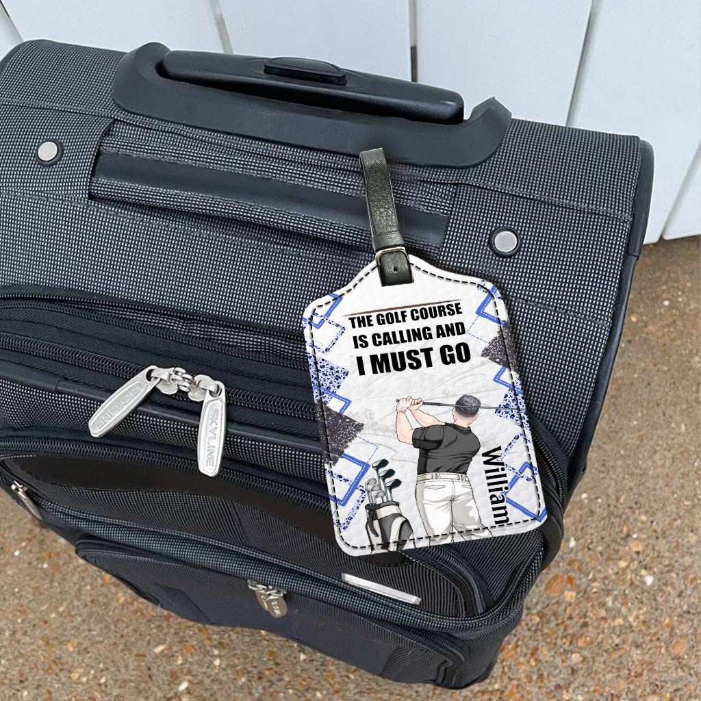 Juste une fille - Étiquette à bagages personnalisée en cuir pour le golf