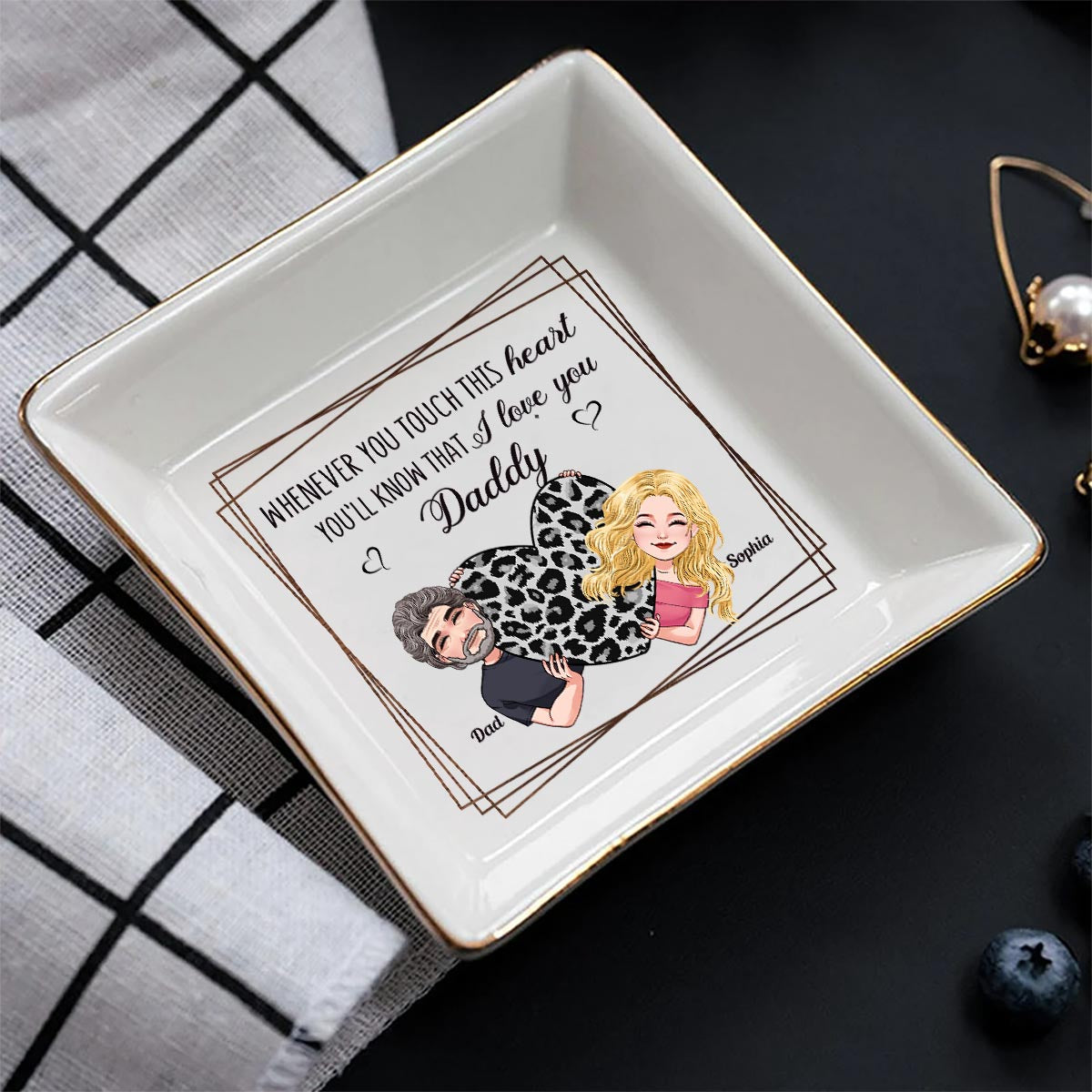 Whenever You Touch This Heart - Gift for mom, grandma, grandpa, daughter, son, granddaughter, grandson, wife, husband, dad, aunt, uncle, sister, brother - Personalized Jewelry Dish