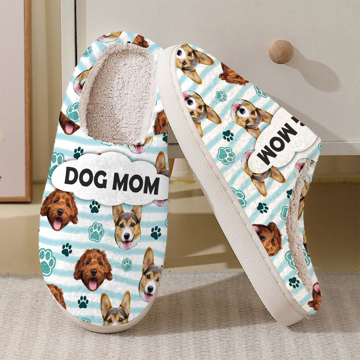 Maman de chien - Pantoufles personnalisées pour chien