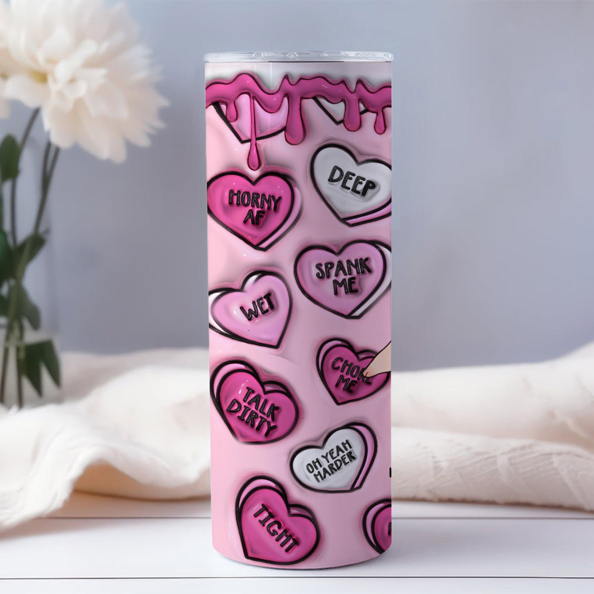 My Favorite Place Is Inside Your Hug Heart Candy - Personalized Couple Skinny Tumbler