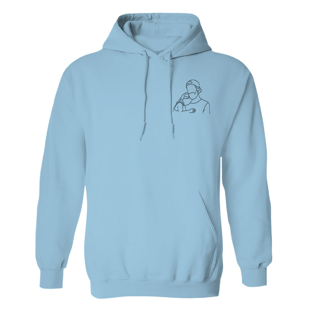 Custom Line Art - Personalized Father Embroidered Hoodie