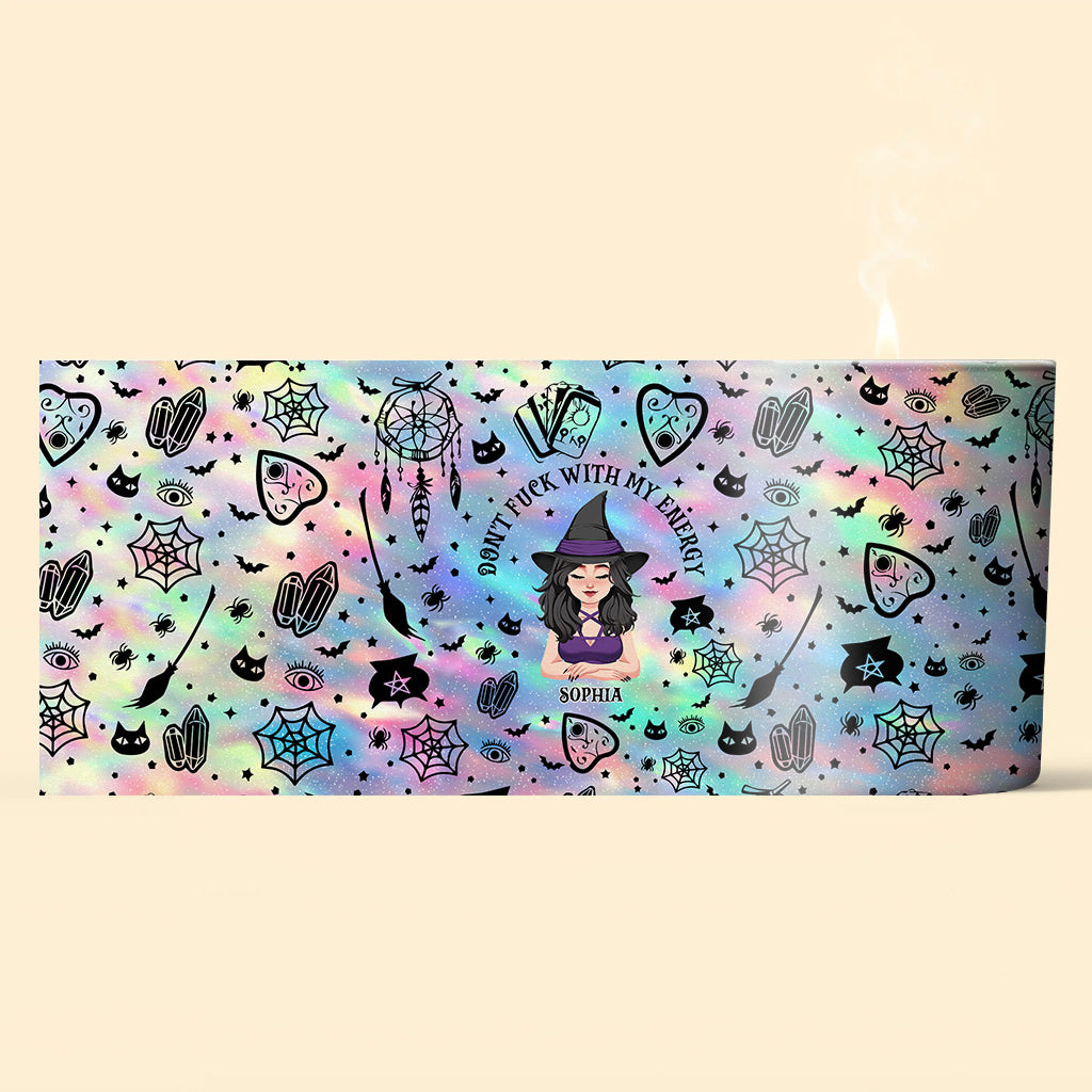 Don't F With My Energy - Personalized Witch Candle With Wooden Lid