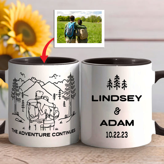 L'aventure continue - Mug de randonnée personnalisé