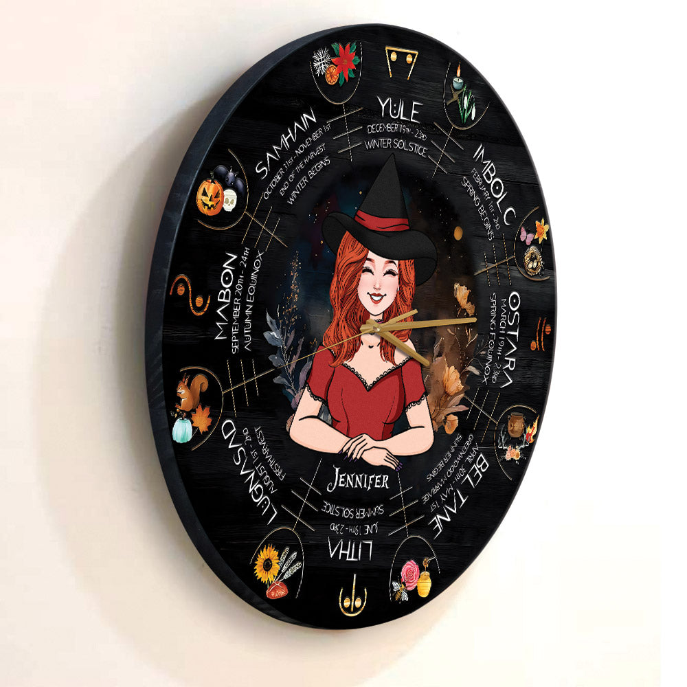 Wheel Of The Year - Personalized Witch Wall Clock