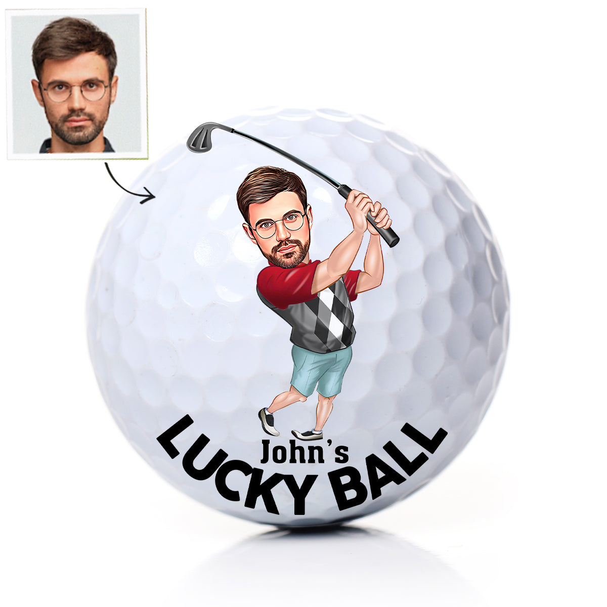 Balle porte-bonheur - Cadeau de golf pour papa, lui, grand-père, mari - Balle de golf personnalisée