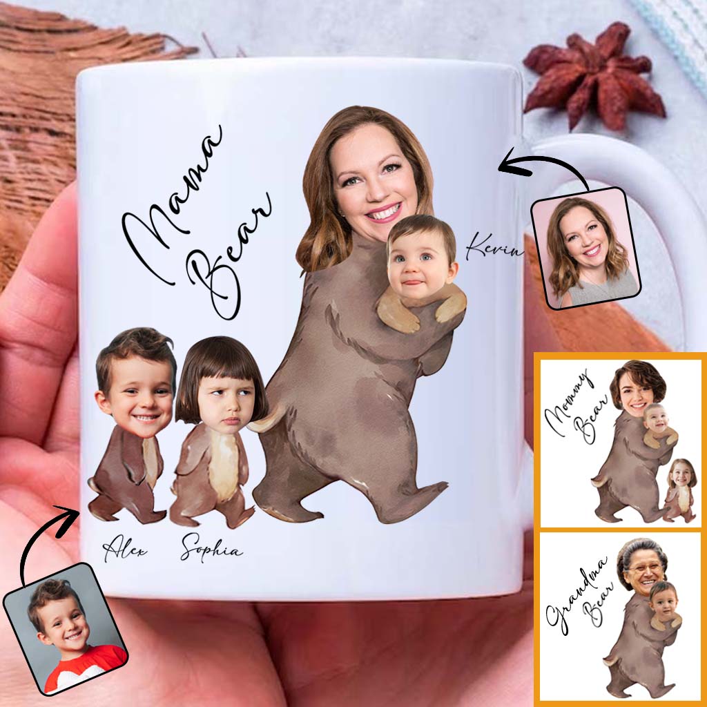Mama Bear Watercolor Photo Custom - Personalized Mother Mug