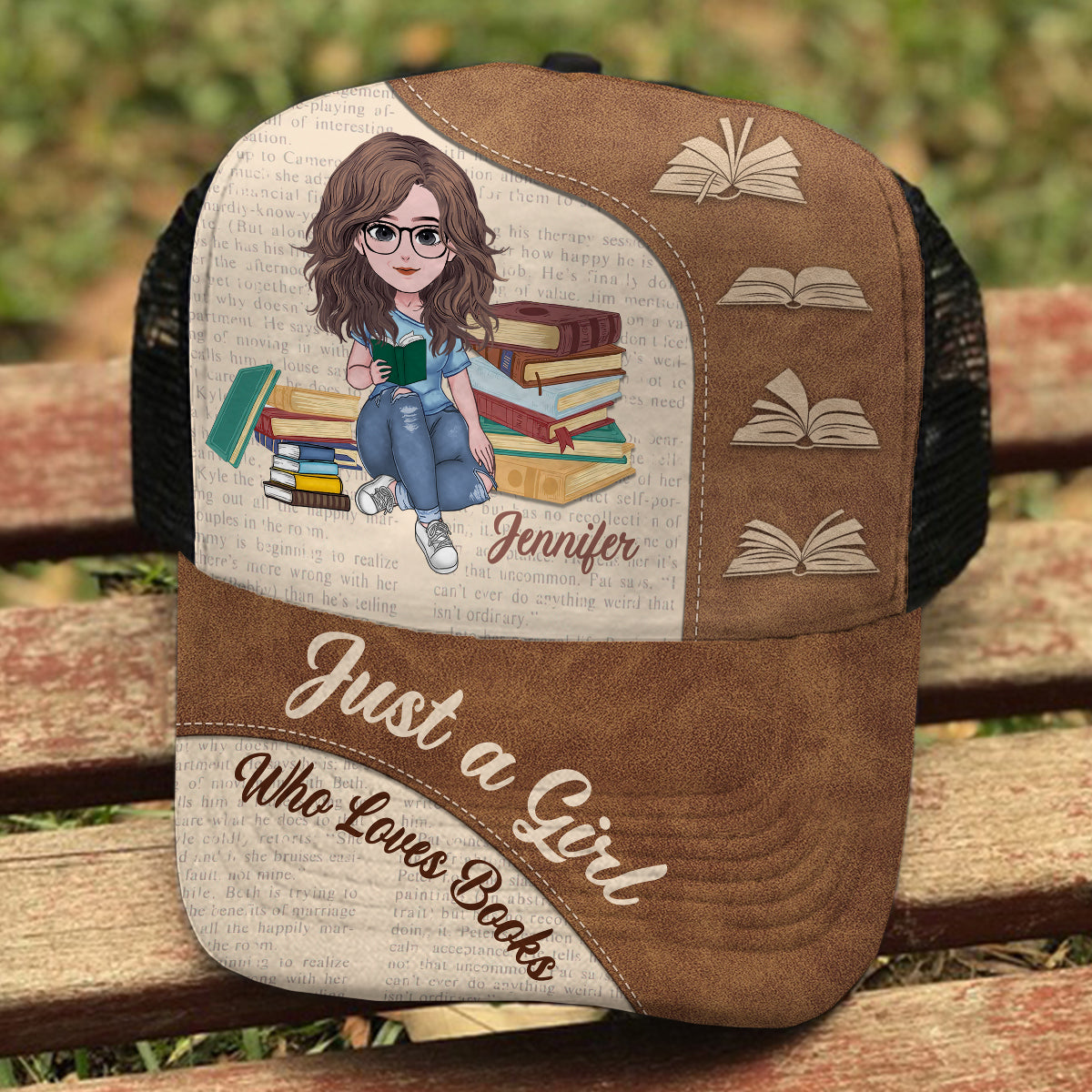 Juste une fille qui aime les livres - Casquette de camionneur personnalisée avec des livres