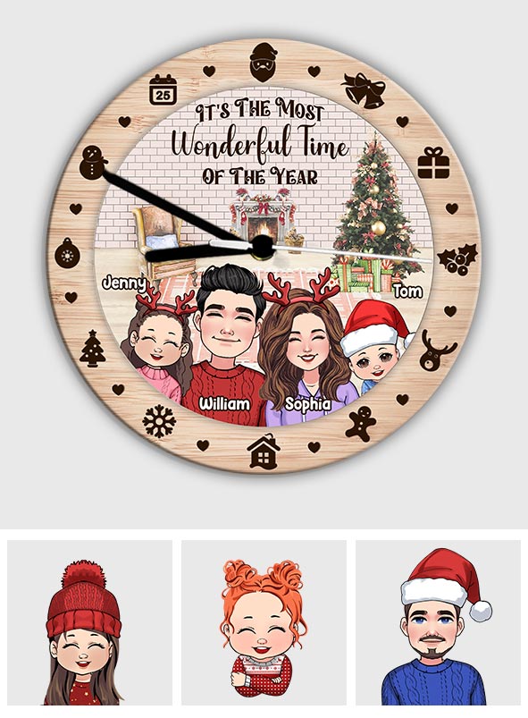 La plus belle période de l'année - Horloge murale familiale personnalisée