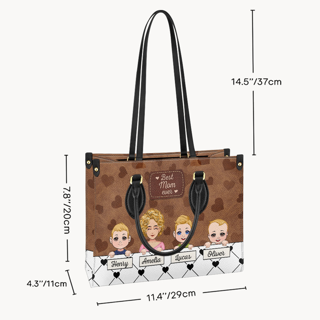 Best Grandma Ever - Gift for grandma, mom, aunt - Personalized Leather Handbag