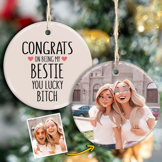 Félicitations pour être ma préférée ! - Cadeau pour une amie - Ornement rond en céramique personnalisé