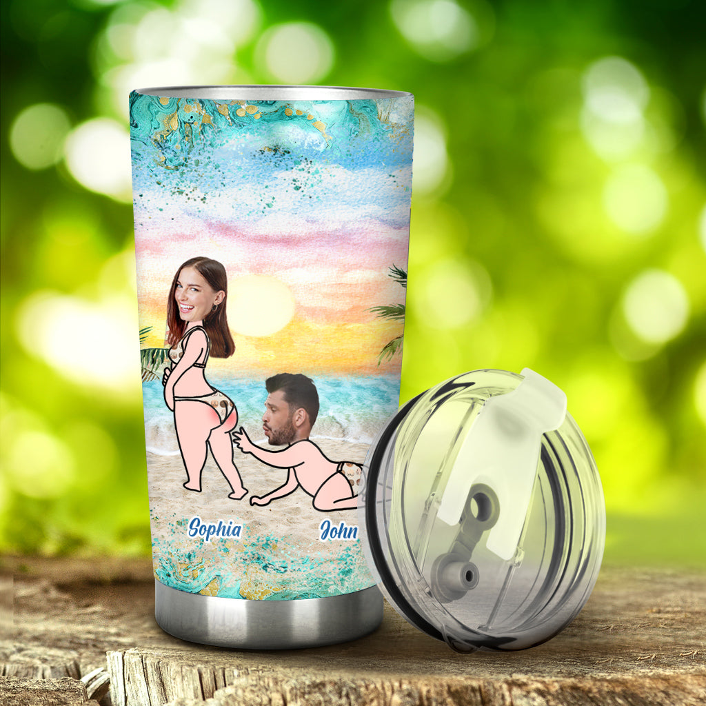 I Love You To The Beach - Personalized Couple Tumbler