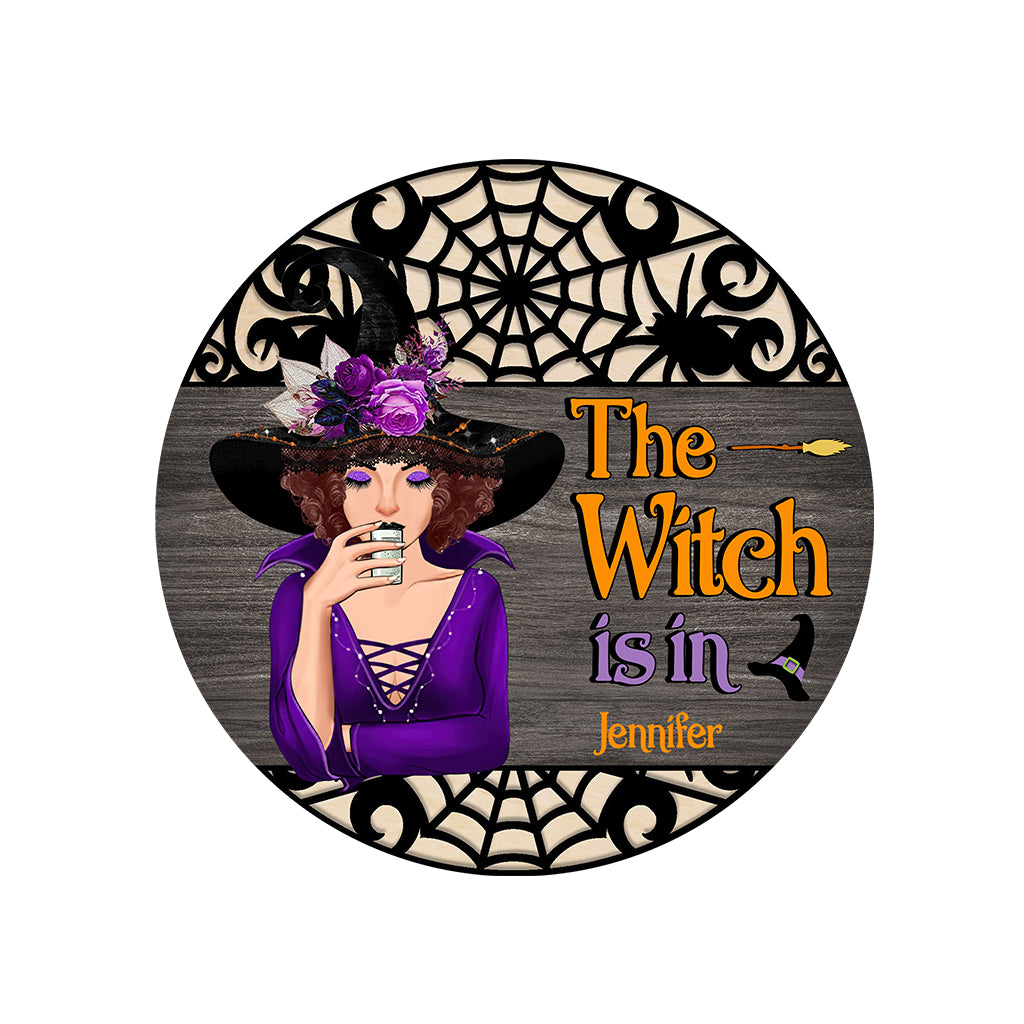 The Witch Is In - Personalized Witch Shaped Doormat