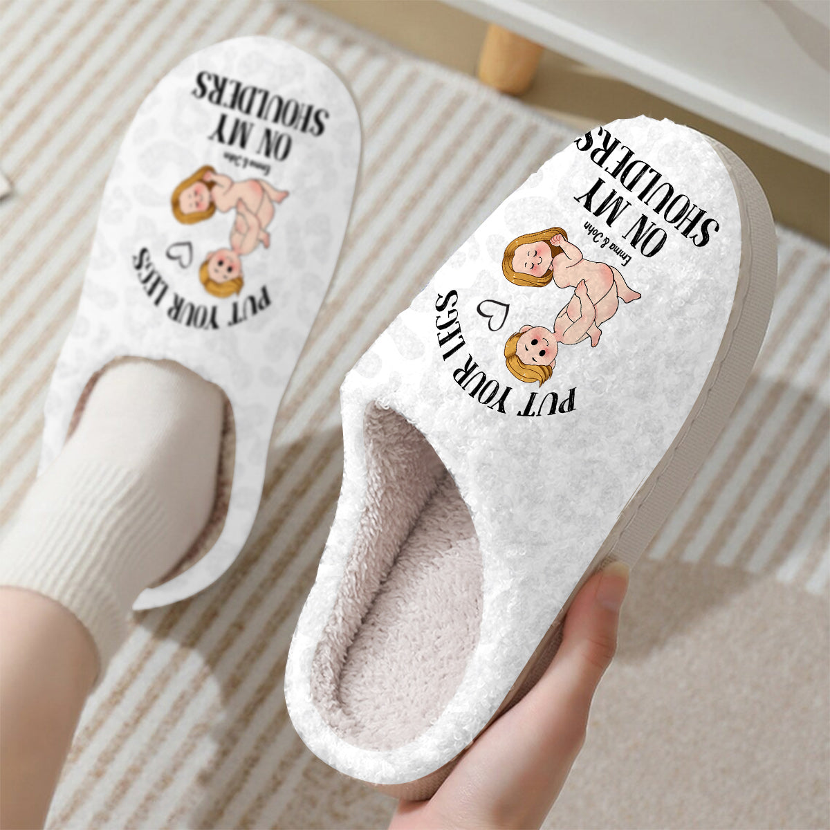 Put Your Legs On My Shoulders - Personalized Couple Slippers