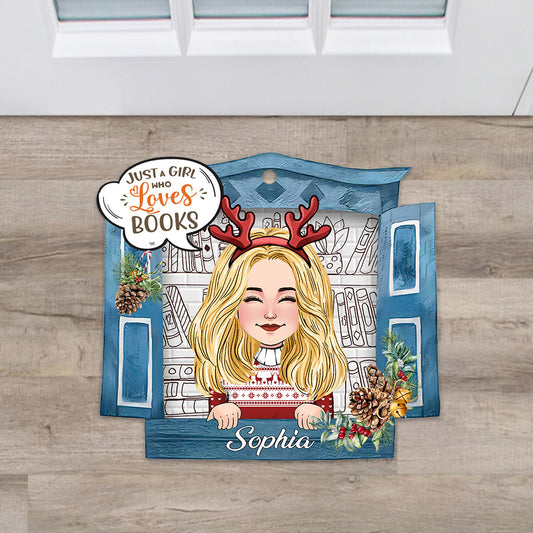 Just A Girl Who Loves Books - Personalized Book Shaped Doormat