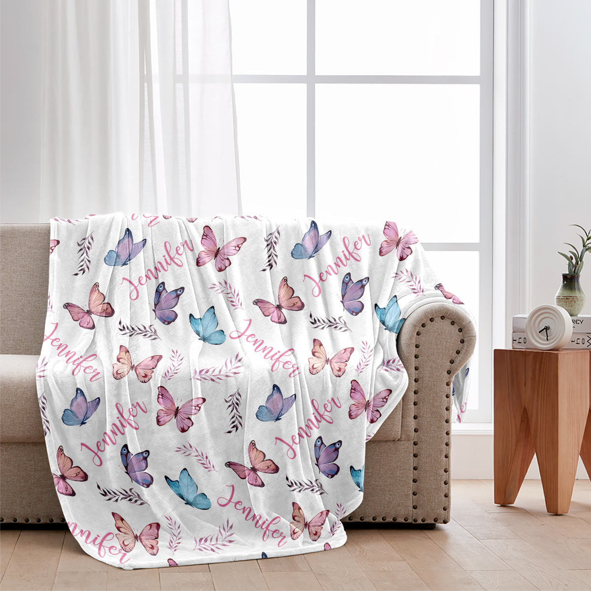 Butterfly Custom Name - Personalized Grandma Blanket
