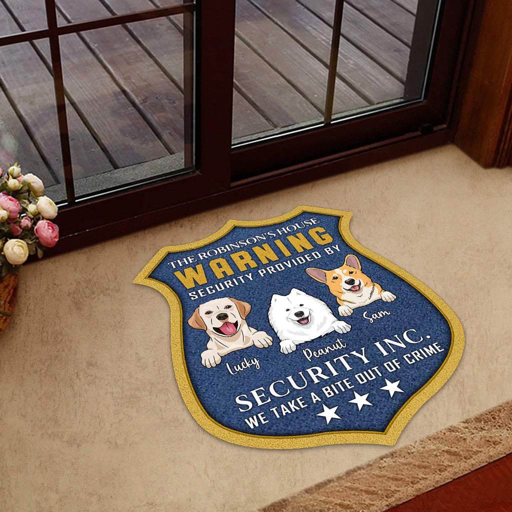 Security Provided - Personalized Dog Shaped Doormat
