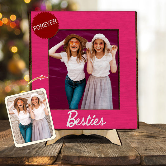 Für immer beste Freundinnen – Personalisiertes zweilagiges Holzschild „Beste Freundin“ / Holzplakette