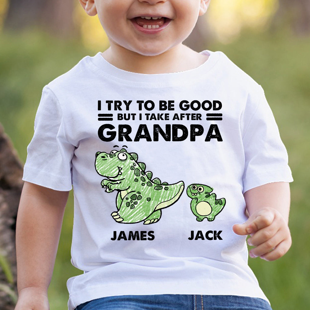 Ich bin ganz nach meiner Oma/meinem Opa gekommen – Geschenk für Opa – Personalisiertes T-Shirt und Hoodie