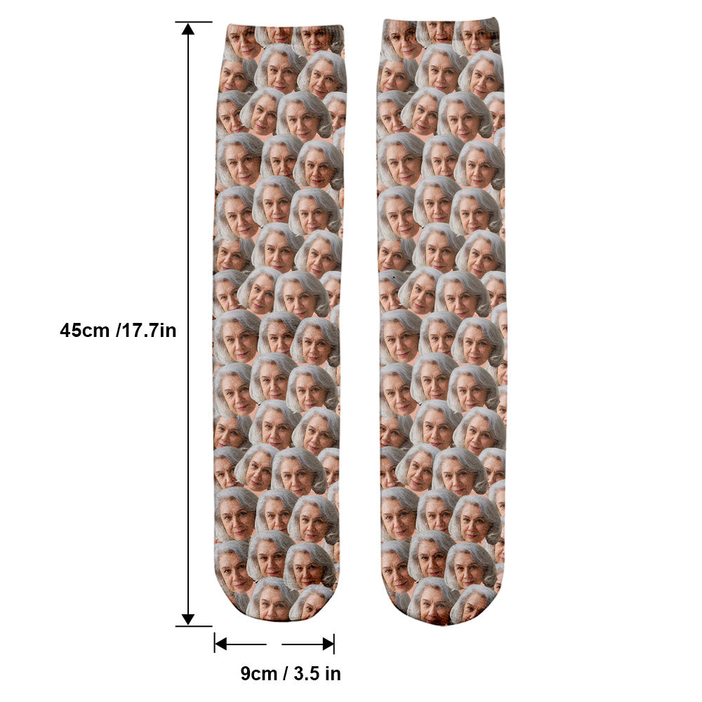 Chaussettes personnalisées pour grand-mère avec visage imprimé -