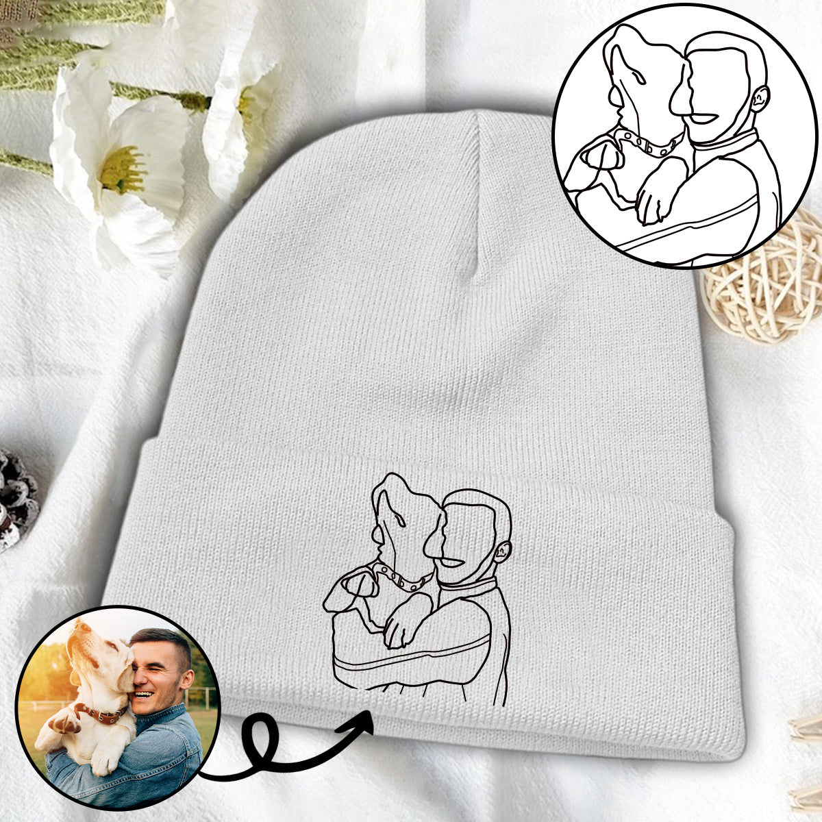 Individuelles Foto – Personalisierte Hunde-Mütze mit Stickerei
