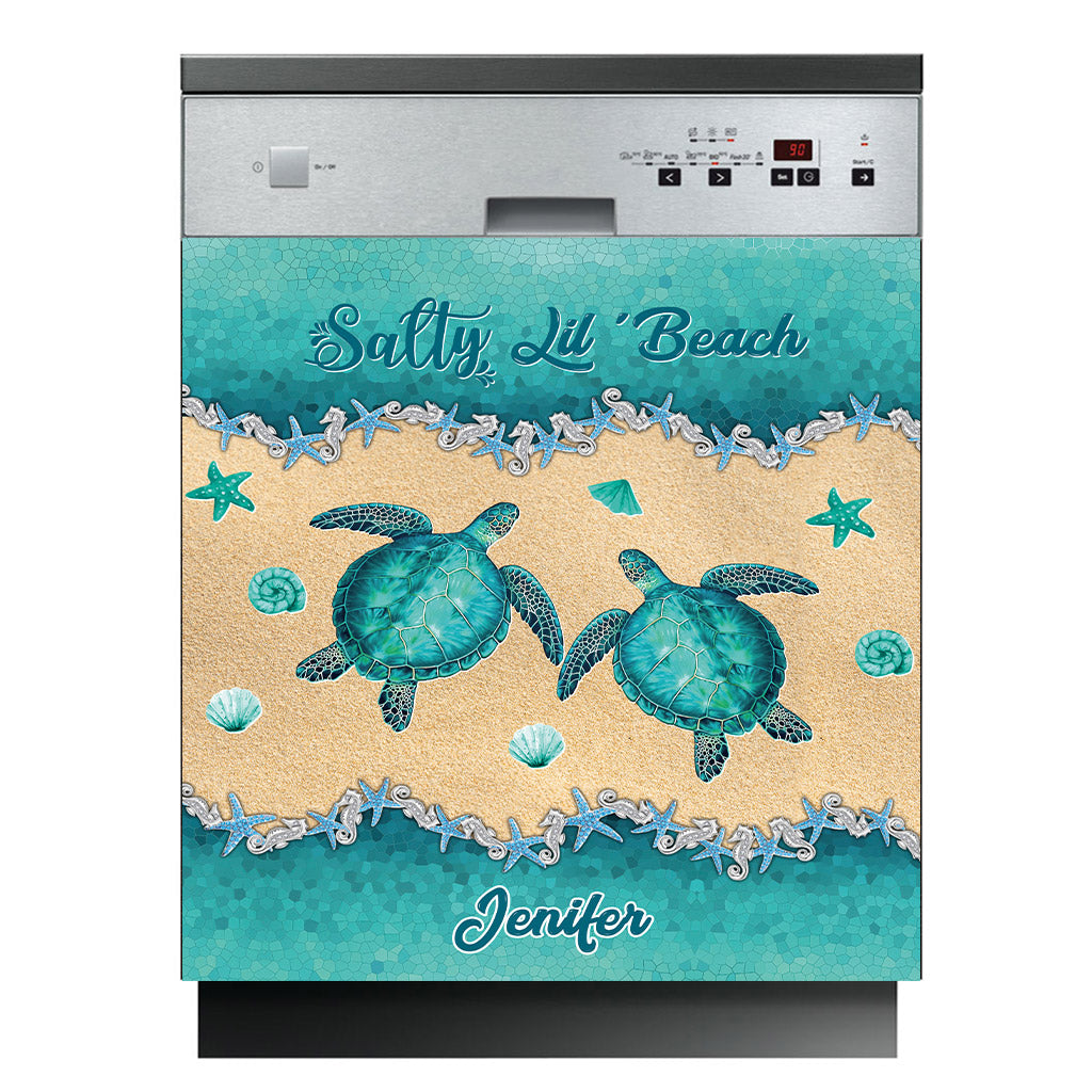 Salty Lil' Beach - Personalized Turtle Dishwasher Cover