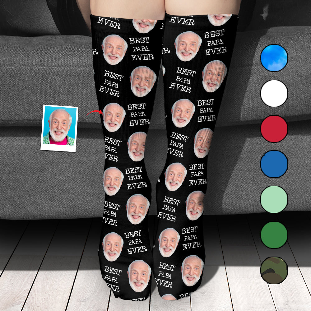 Chaussettes personnalisées pour grand-père - Visage personnalisé
