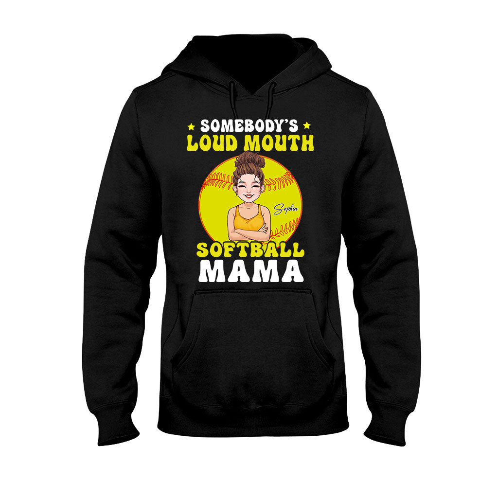 Loud Mouth Softball Mama - Personalized Softball T-shirt And Hoodie