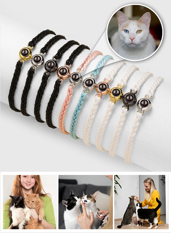 Katzenliebhaber - Personalisiertes Armband mit Katzenprojektion