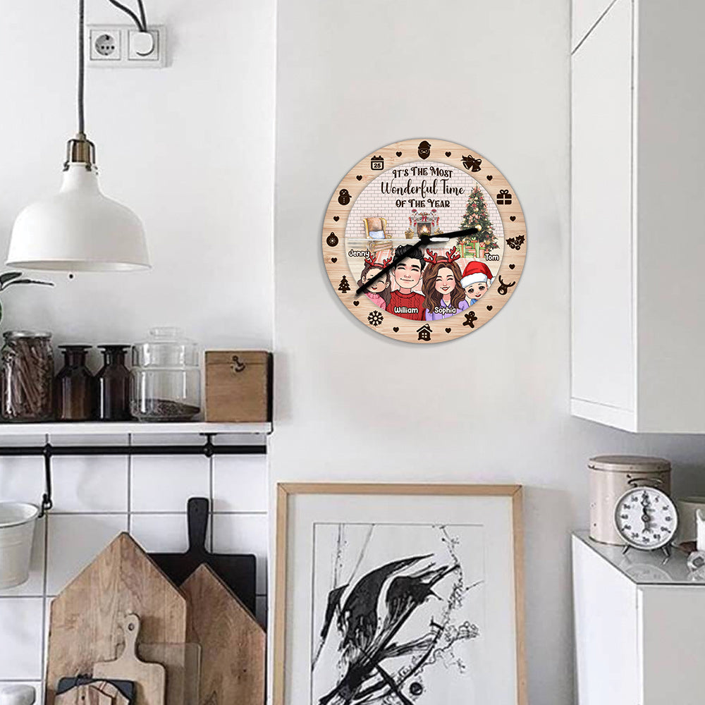 La plus belle période de l'année - Horloge murale familiale personnalisée