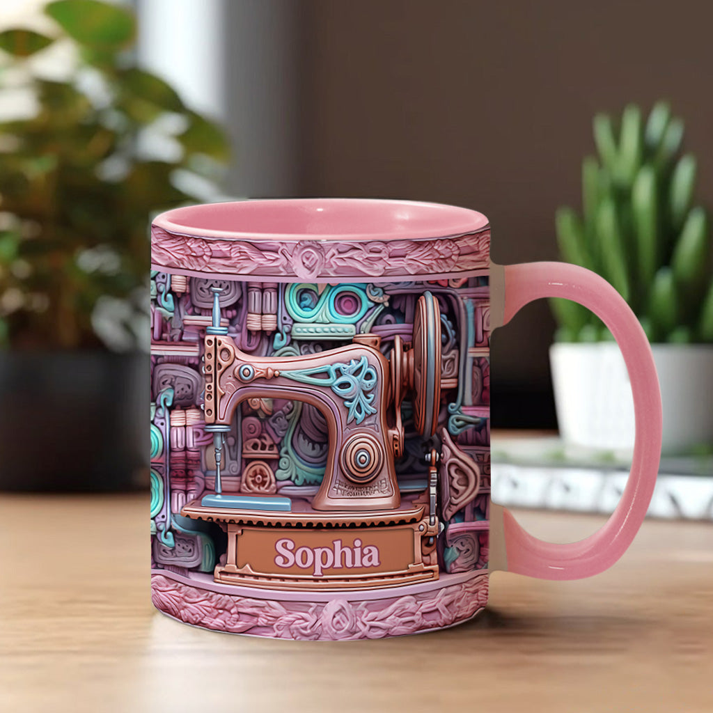 Nähbegeisterung – Personalisierte Tasse mit Nähmotiv