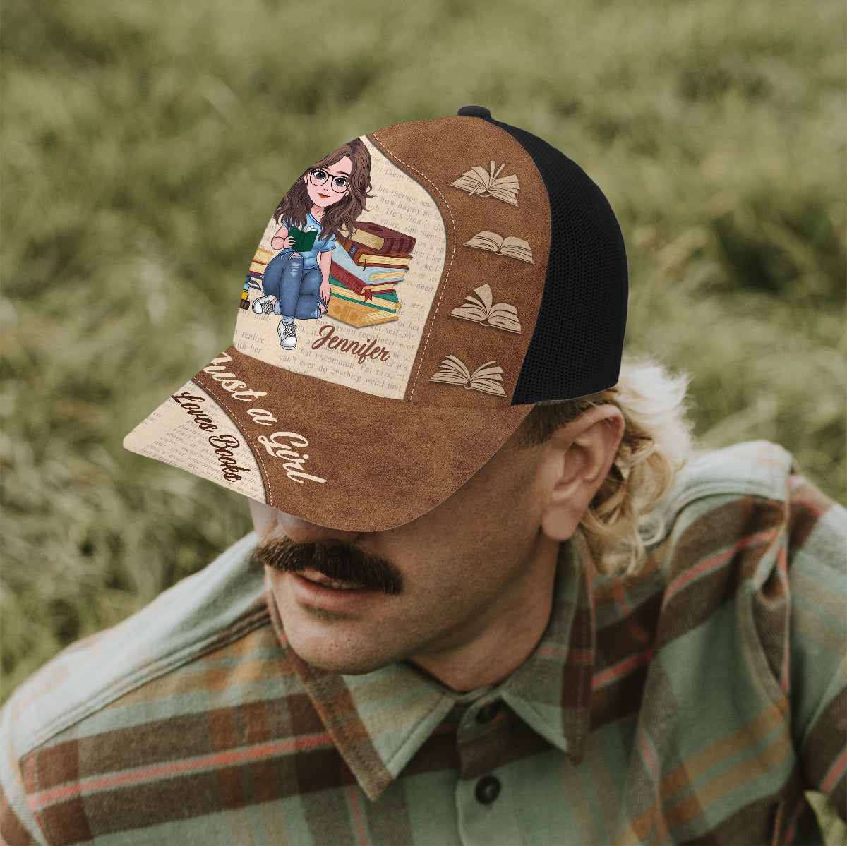 Juste une fille qui aime les livres - Casquette de camionneur personnalisée avec des livres