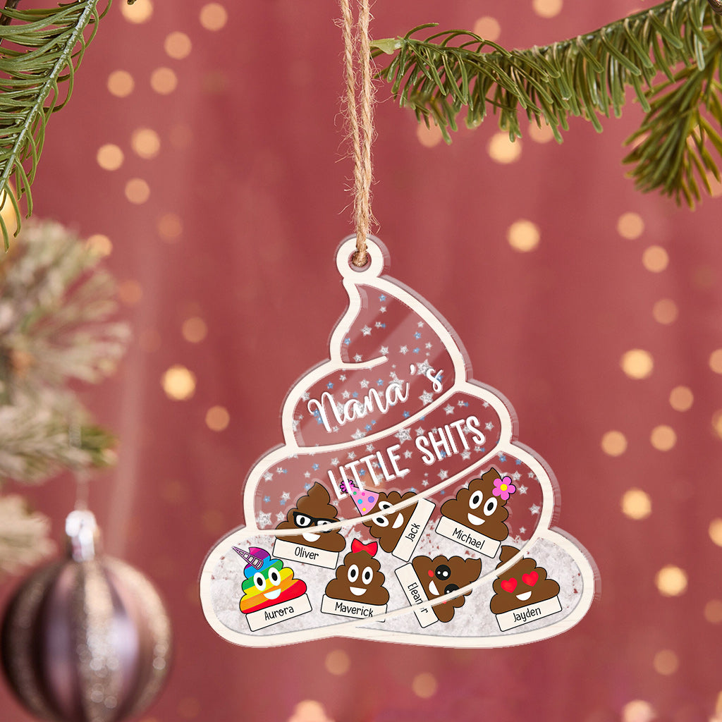 Nanas kleine Lieblinge – Geschenk für Oma, Mama, Papa, Opa – Personalisierter 3-lagiger Schüttel-Ornament