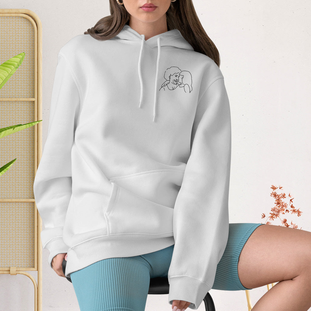 Individuelle Linienzeichnung – Personalisierter bestickter Oma-Hoodie