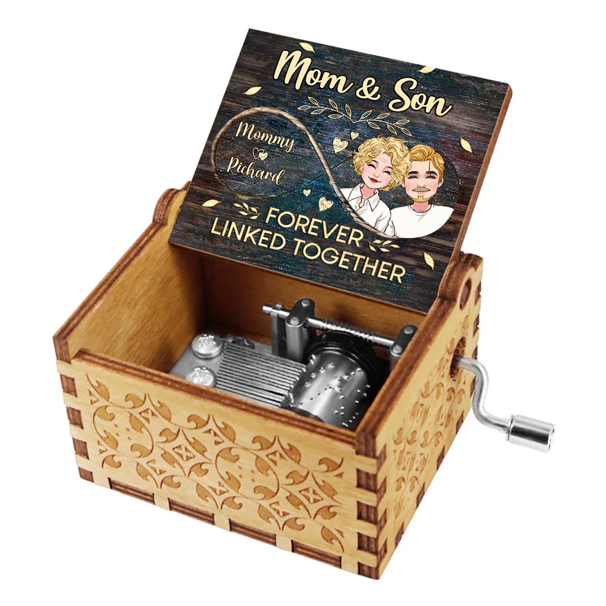 Side By Side - Gift for mom, grandma, daughter, son, granddaughter, grandson - Personalized Hand Crank Music Box