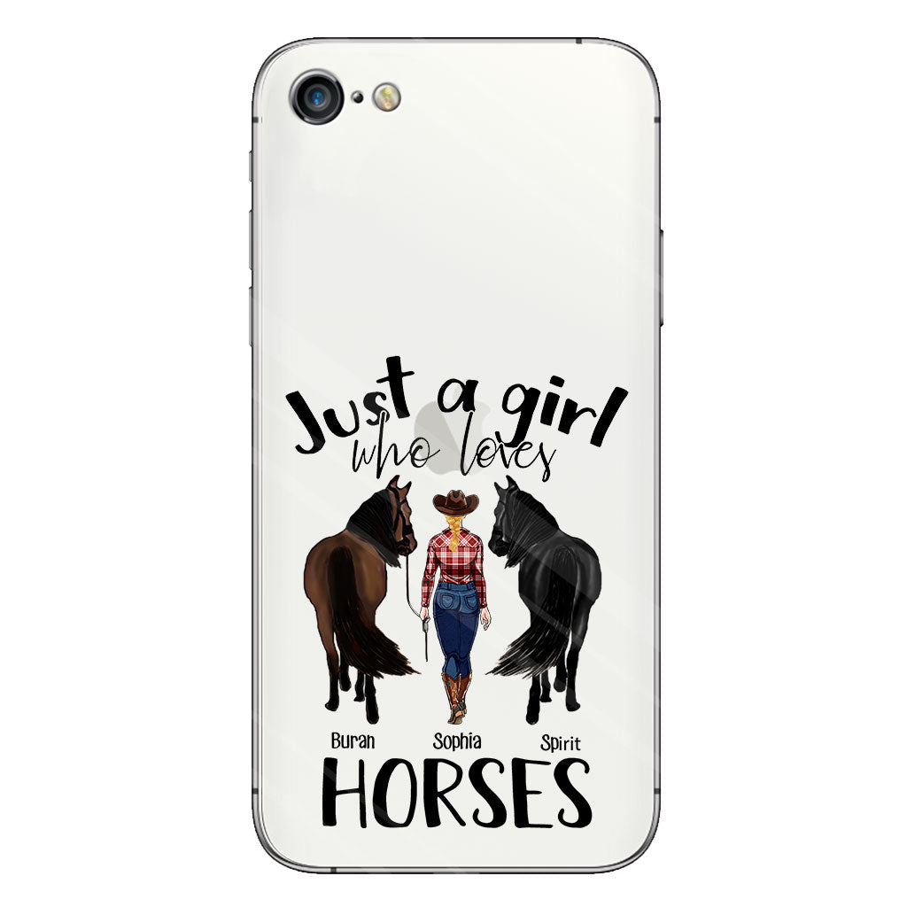Juste une fille qui aime les chevaux - Coque de téléphone transparente personnalisée avec motif cheval