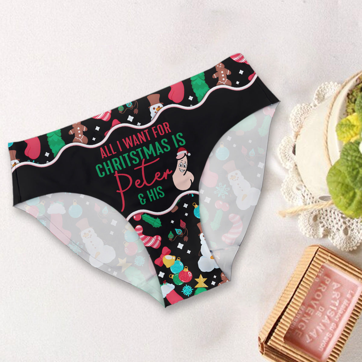All I Want For Christmas - Personalized Couple Women Briefs