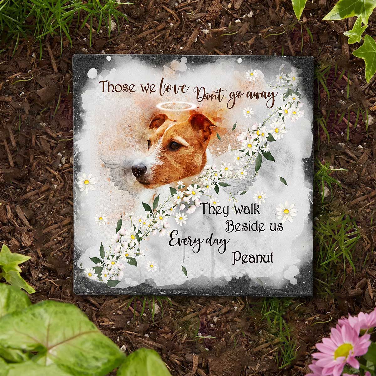 Those We Love Don't Go Away - Personalized Dog Square Shaped Stone