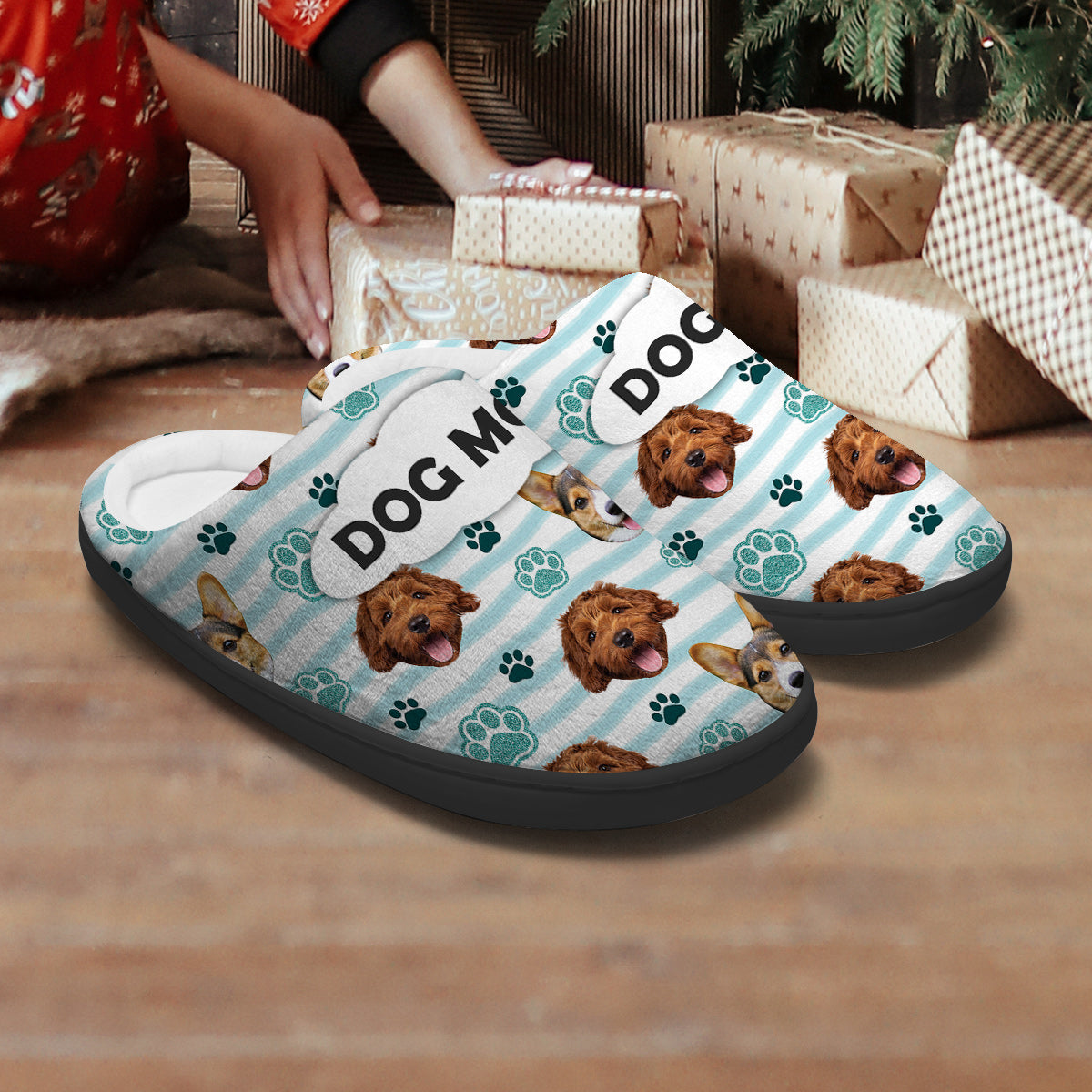 Maman de chien - Pantoufles personnalisées pour chien