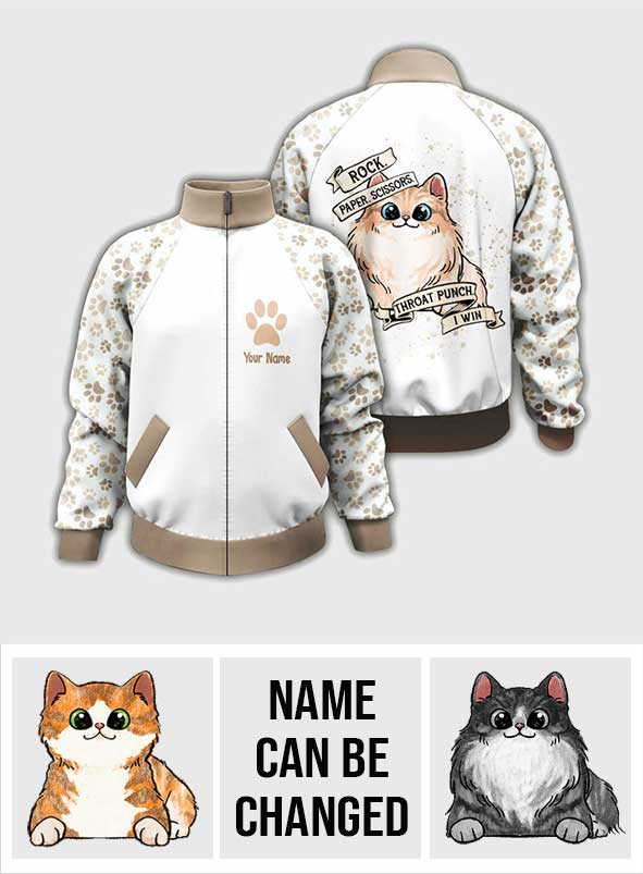 Rock Paper Scissors - Personalized Cat Zip Jacket