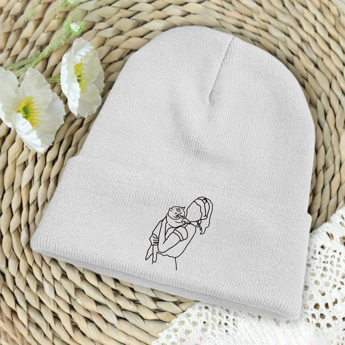 Individuelles Foto – Personalisierte Mütze mit Katzenstickerei