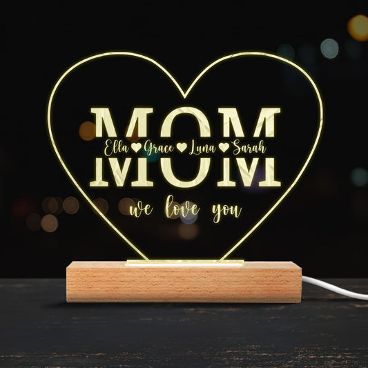 Love Mom - Personalized Mother Shaped Plaque Light Base