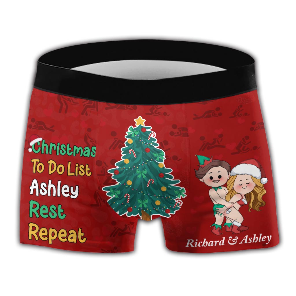 Christmas's To-Do List - Personalized Couple Men Boxer Briefs