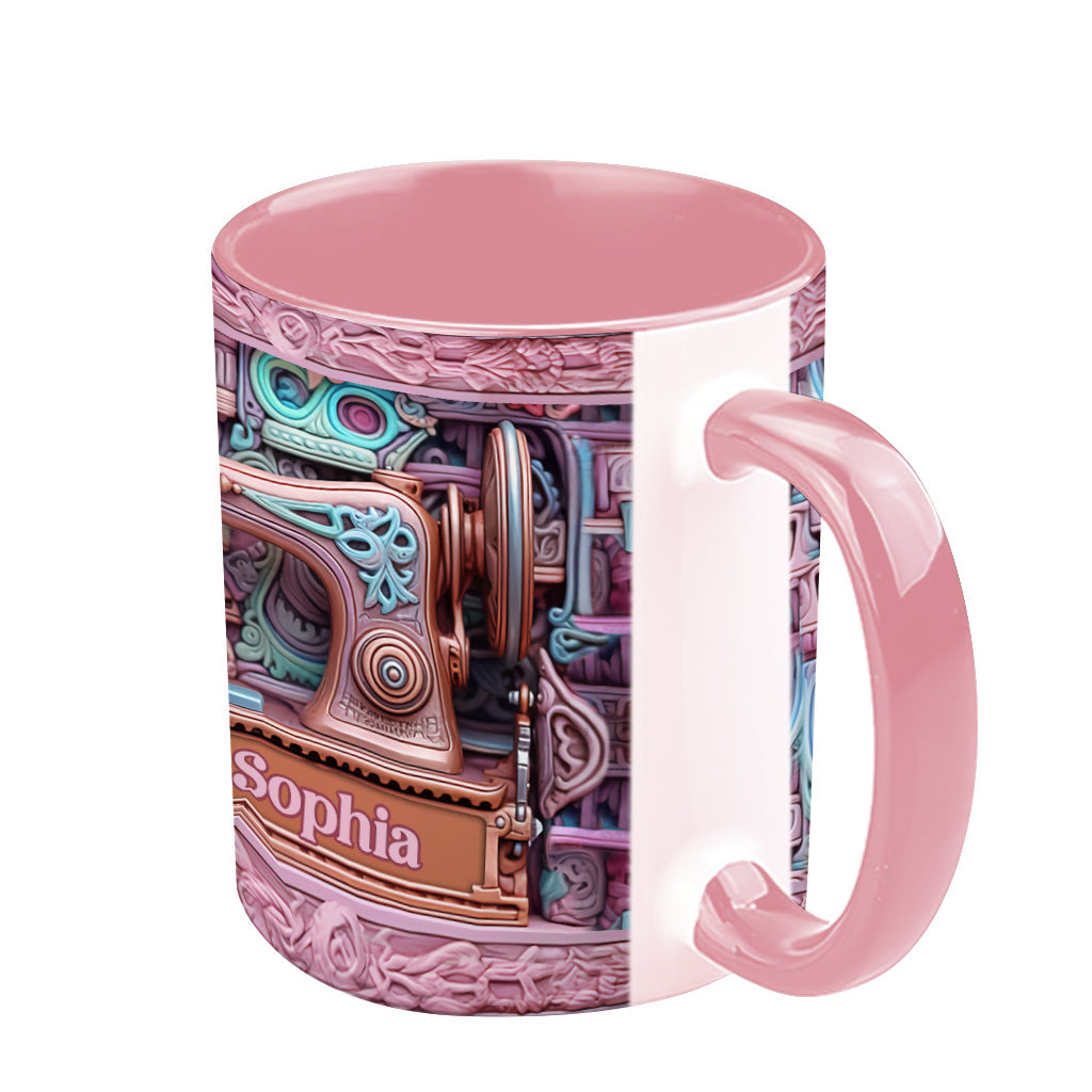 Nähbegeisterung – Personalisierte Tasse mit Nähmotiv