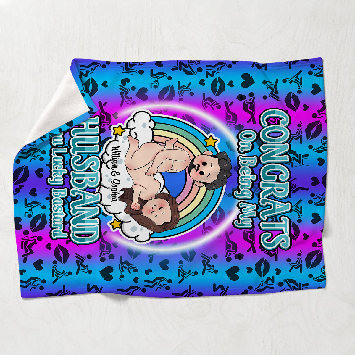 Congrats On Being My Husband - Personalized Husband And Wife Blanket