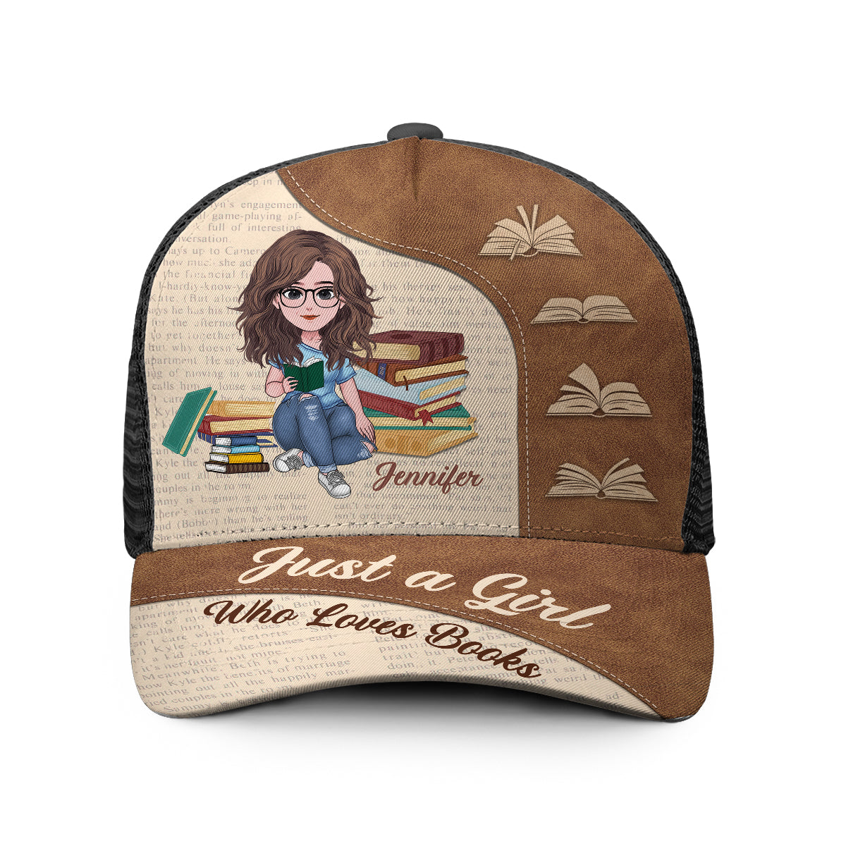 Juste une fille qui aime les livres - Casquette de camionneur personnalisée avec des livres