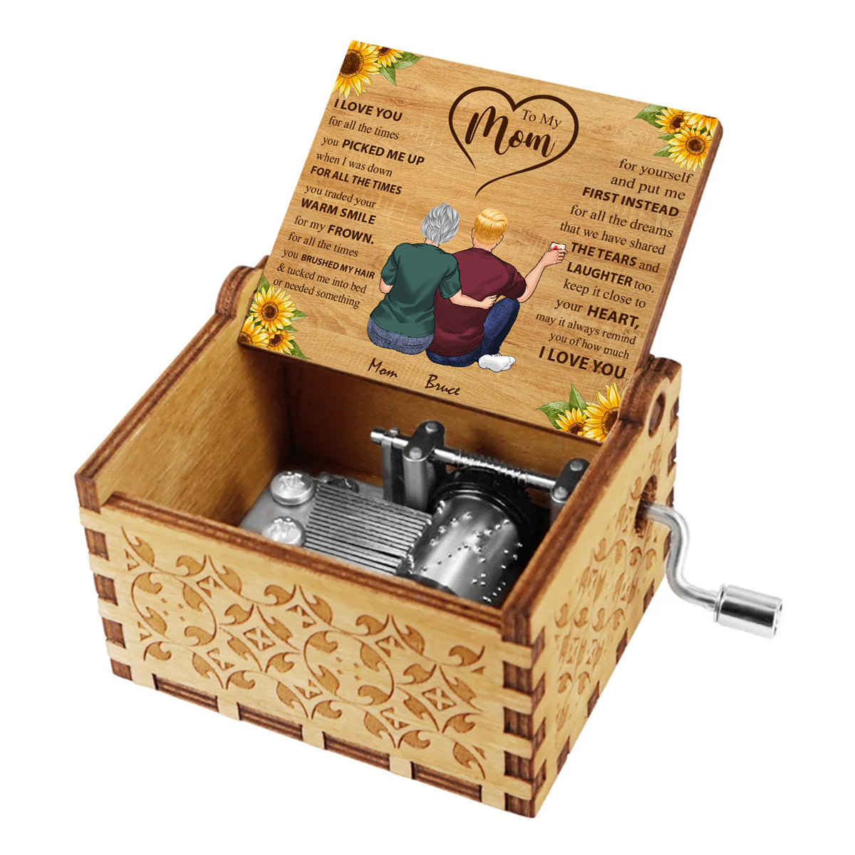 To My Mom - Personalized Mother Hand Crank Music Box