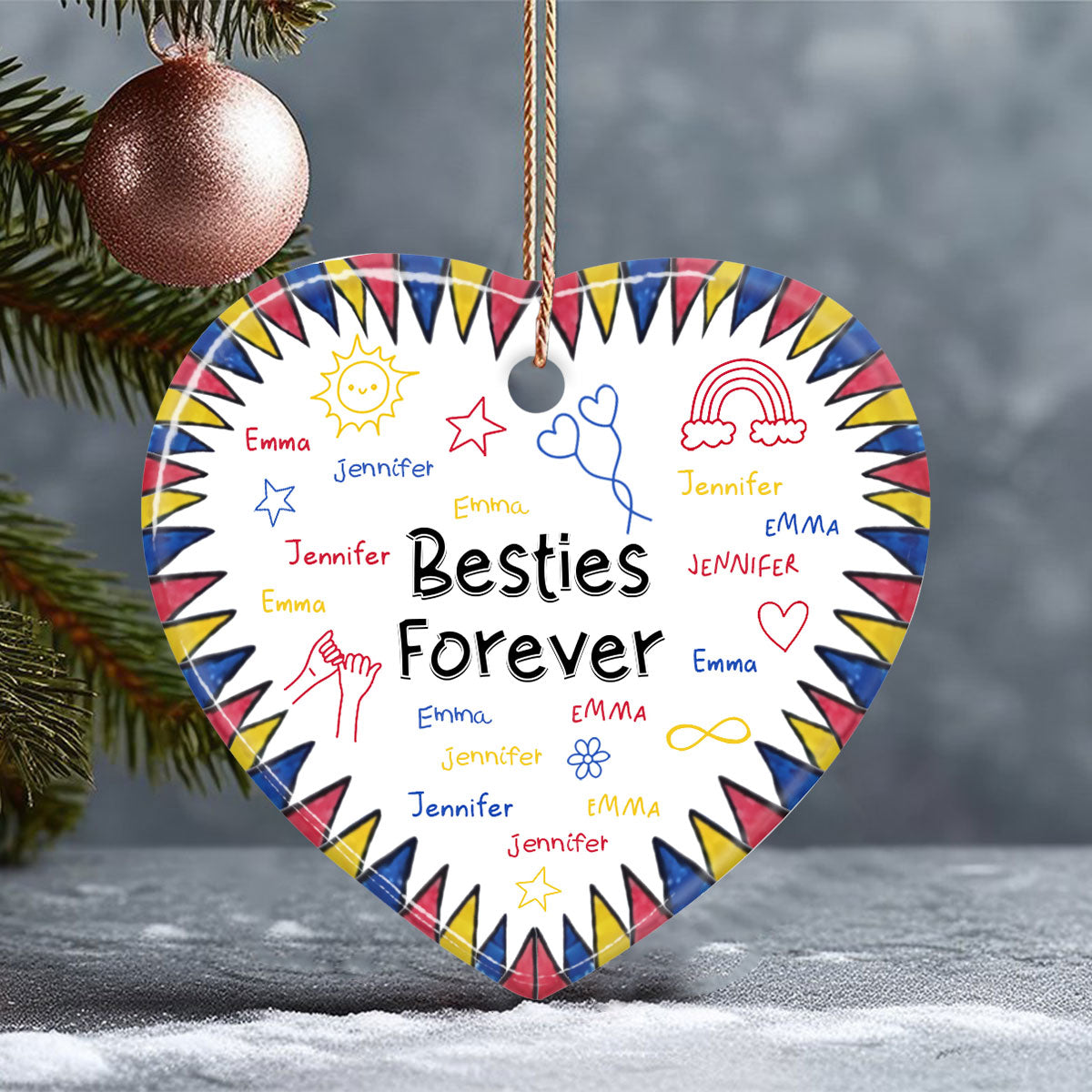 Für immer beste Freundinnen – Geschenk für die Freundin – Personalisierter Keramikherz-Anhänger