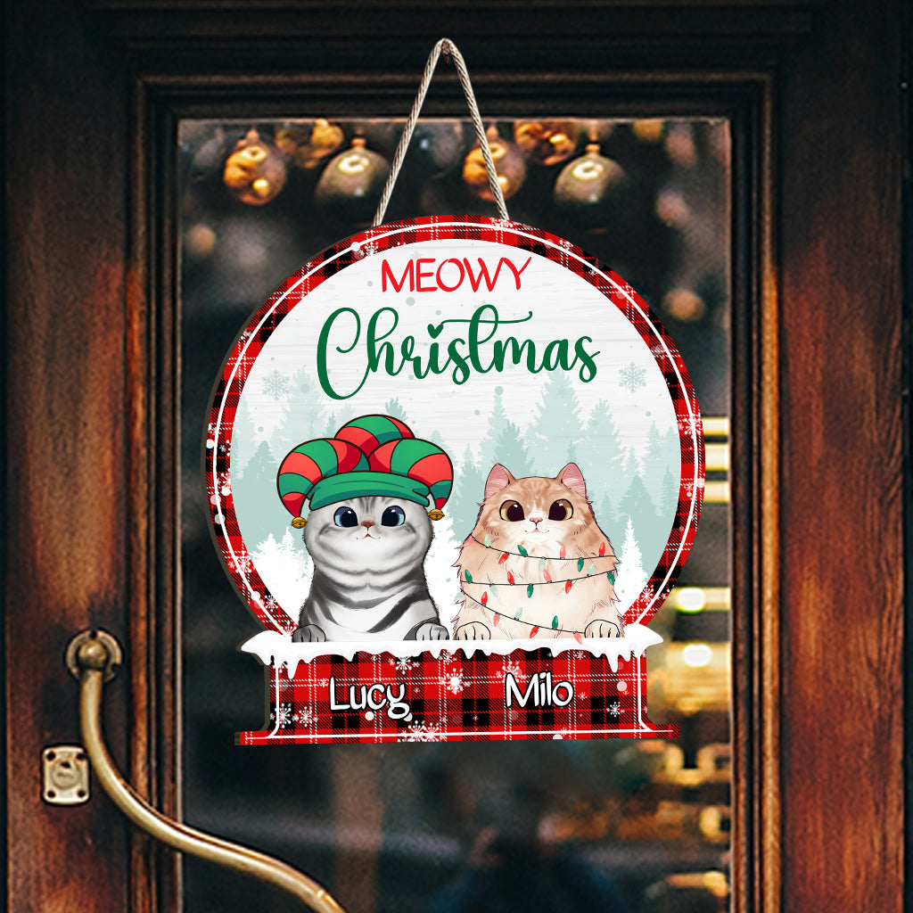 Merry Christmas - Personalized Cat Wood Sign
