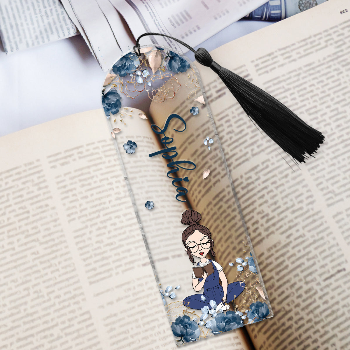 Une fille qui aime lire - Marque-page de livre personnalisé